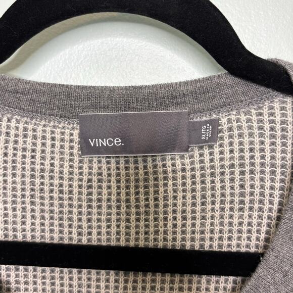 Vince Mens Wool Ribbed Knit Gray Henley Pullover Sweater XL - Picture 7 of 9